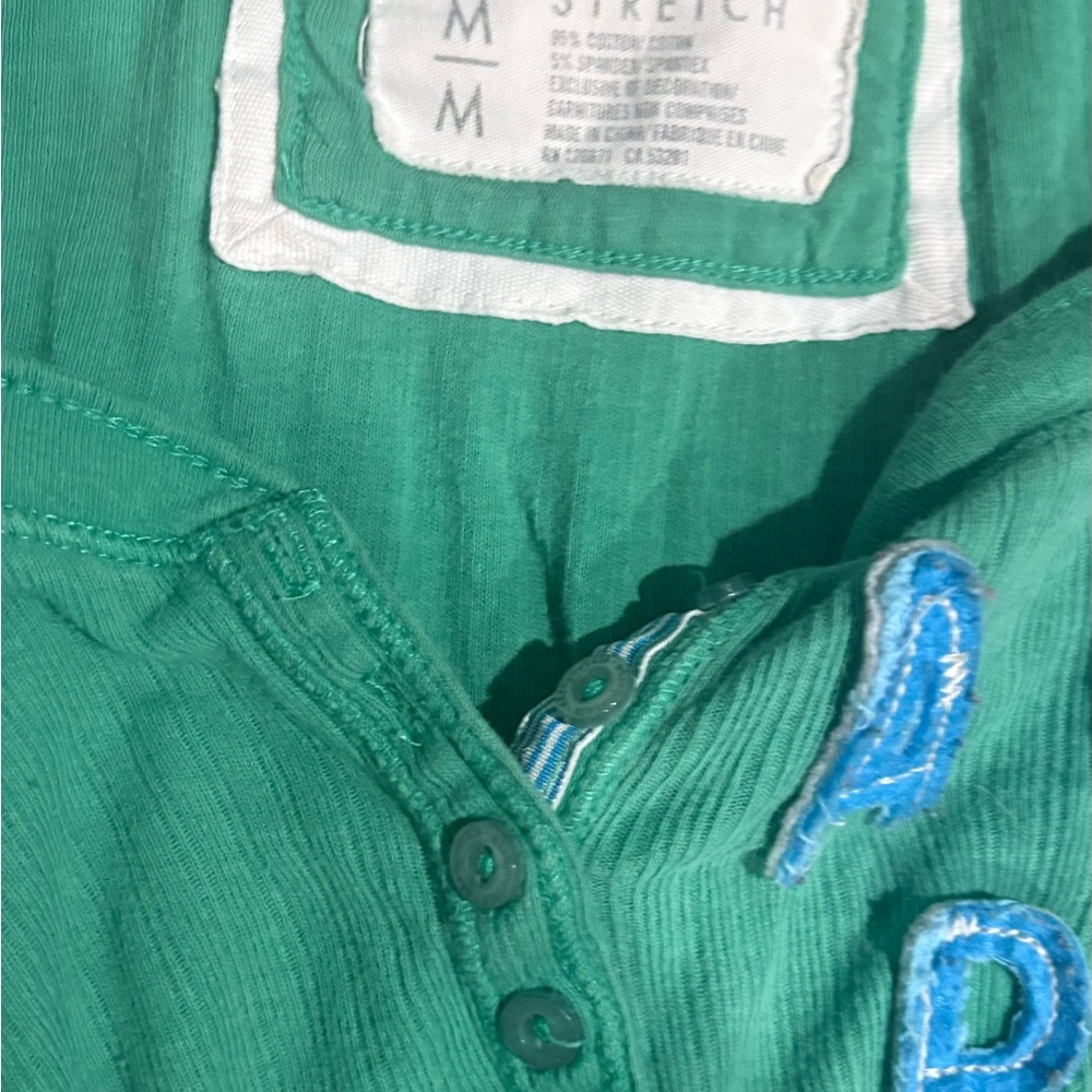 Aeropostale Teal Henley with Blue Accents - Picture 5 of 5